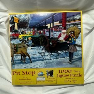 SUNSOUT 1000 PC JIGSAW PUZZLE PIT STOP BY SUSAN BRABEAU. SANTA AT SONIC DRIVE IN